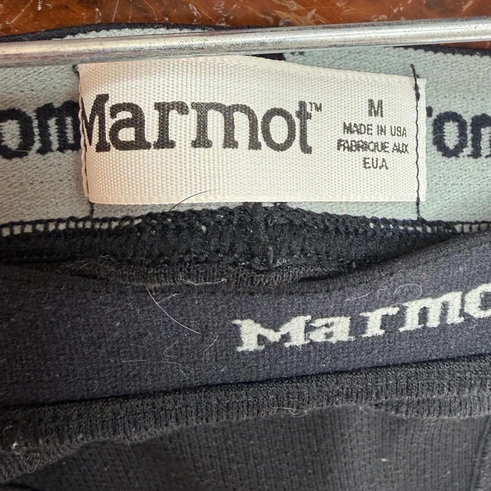 Marmot Mens Black Thermal Base Layer Leggings Size Medium Made in USA camping